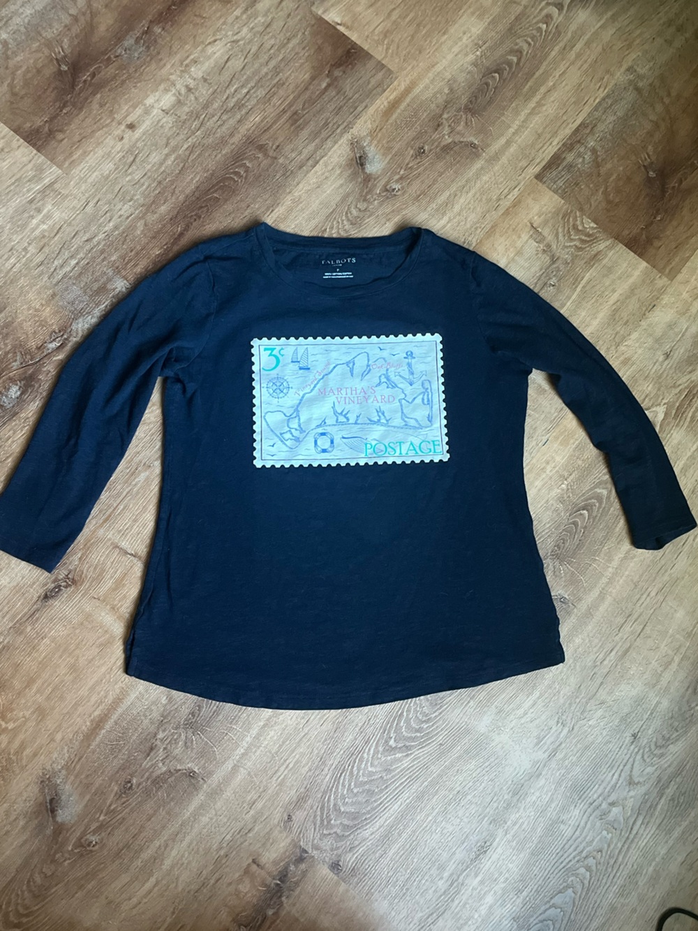 Talbots Kids Navy Long-Sleeve Tee with Stamp Graphic